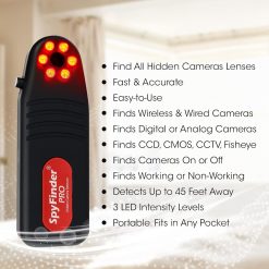 SPYFINDER PRO Hidden Spy Camera Detector – Hidden Camera Tracking Scanner & Hidden Devices Detector – Anti Spy Detector Portable – Personal Video Cam Tracker – Detect Covert Video Camera