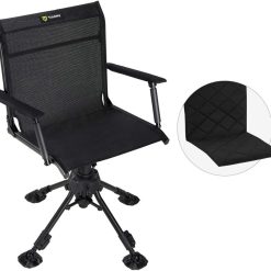 TIDEWE Hunting Chair with Seat Cover, 360 Degree Silent Swivel Blind Folding Chair, 4 Legs Adjustable Height Hunting Seats with Armrest, Portable Comfortable Stable Ground Hunting Chair
