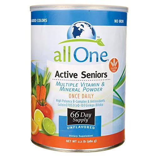 All One Active Seniors Multiple Vitamin Mineral Powder 66 Day Supply – 2.2 lb tin