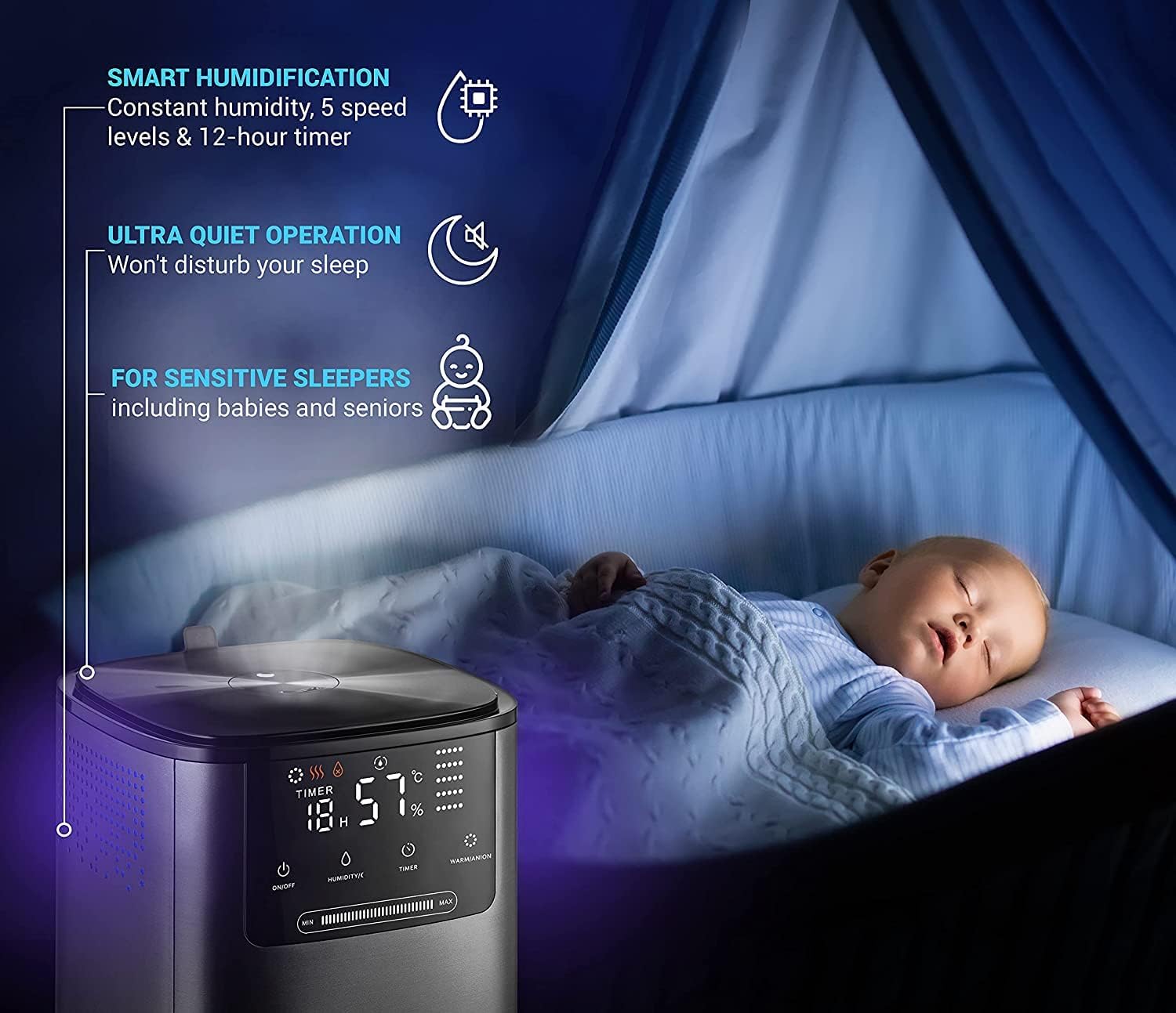 Hupro Premium Humidifier for Large Room Home Bedroom - Image 6