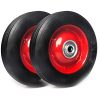 (2-Pack) AR-PRO 6?? x 1.5?? Flat Free Solid Rubber Wheel Assemblies – Replacement Hand Truck Wheels with Ball Bearings and 5/8?? Bore Hole Diameter – Heavy-Duty Solid Rubber Wheels 132 lbs Load Capacity