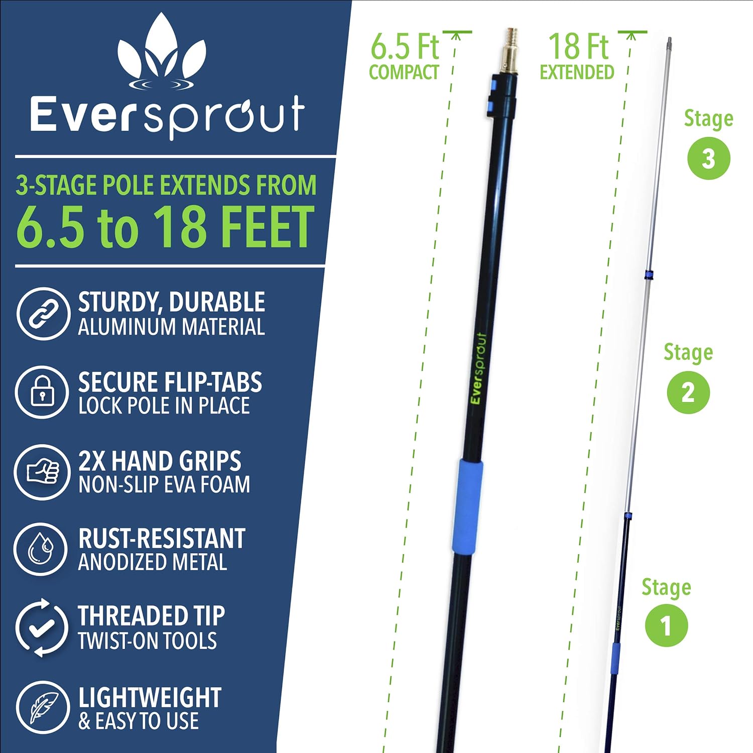 EVERSPROUT Never-Scratch SnowBuster 7-to-24 Foot (Up to 30 Ft Standing Reach) | Pre-Assembled Extendable Roof Rake for Snow Removal | Heavy-Duty Aluminum, Soft Foam Pad | Exclusive Push/Pull Design - Image 12