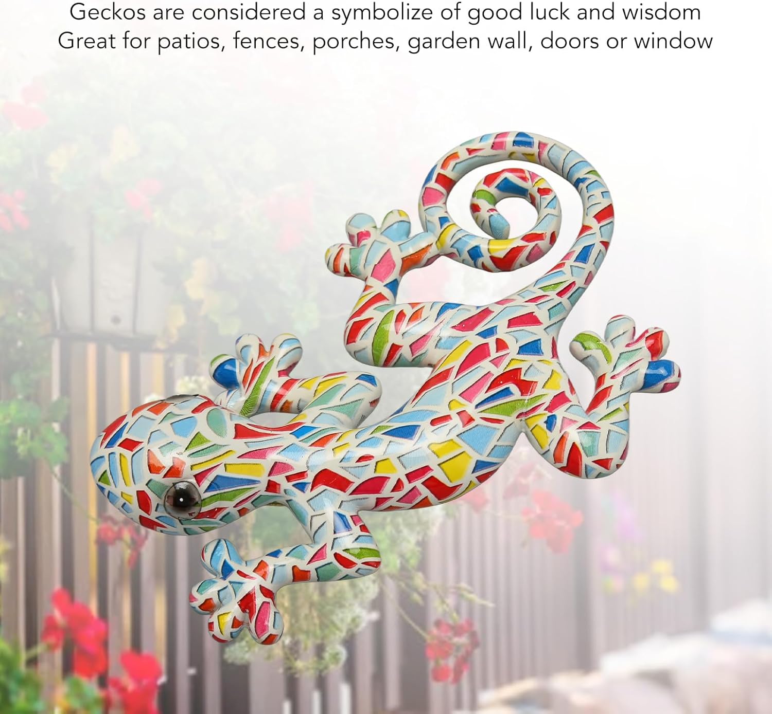 Lizard Wall Art Statue,Resin Gecko Wall Art Figurine Mexican Outdoor Reptile Wall Decor Lizard Wall Sculptures Statues for Farmhouse Porch Patio Lawn Fence (LM9001A-1) - Image 4