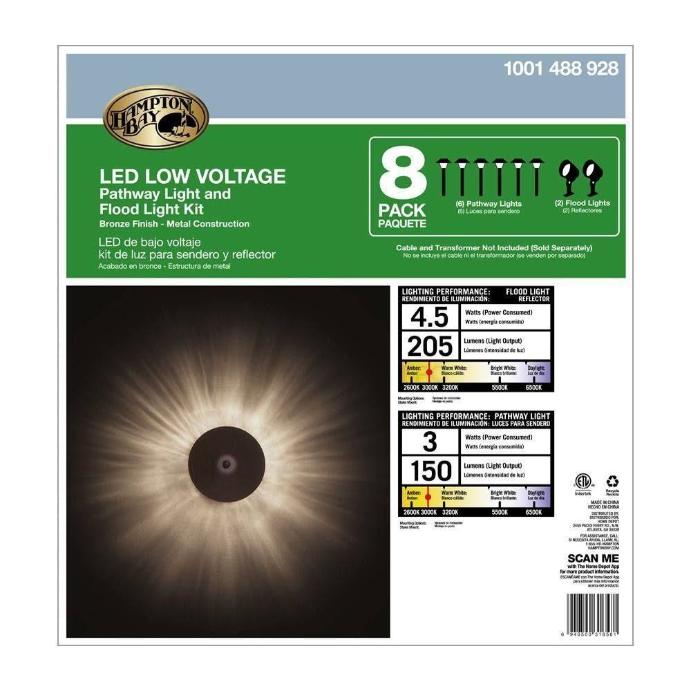 Hampton Bay Low-Voltage Bronze Outdoor LED Landscape Path Light Kit 8-pack - Image 7