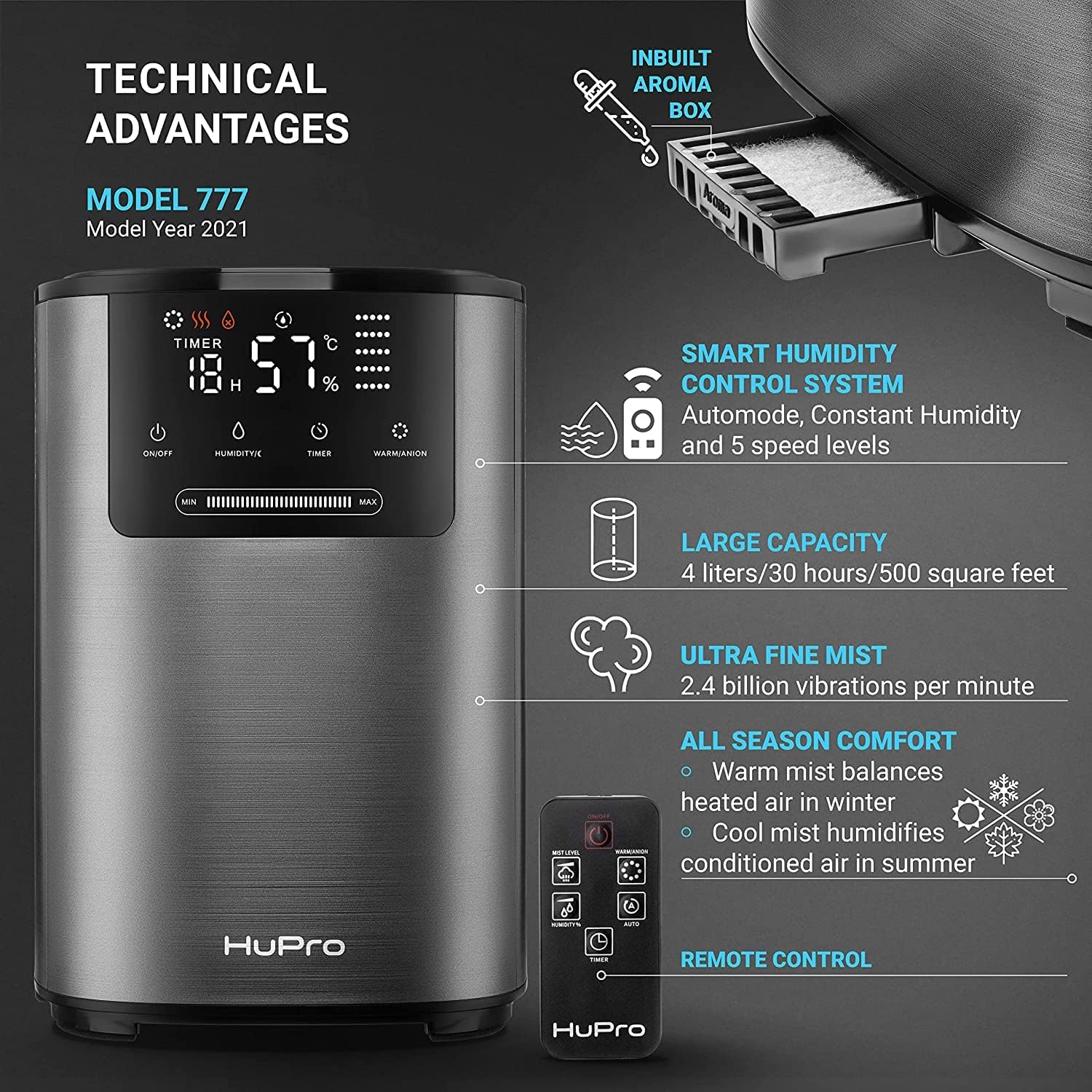 Hupro Premium Humidifier for Large Room Home Bedroom - Image 2