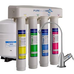 Pure Blue H2O 4-Stage 50 GPD Certified Reverse Osmosis Water Filter System