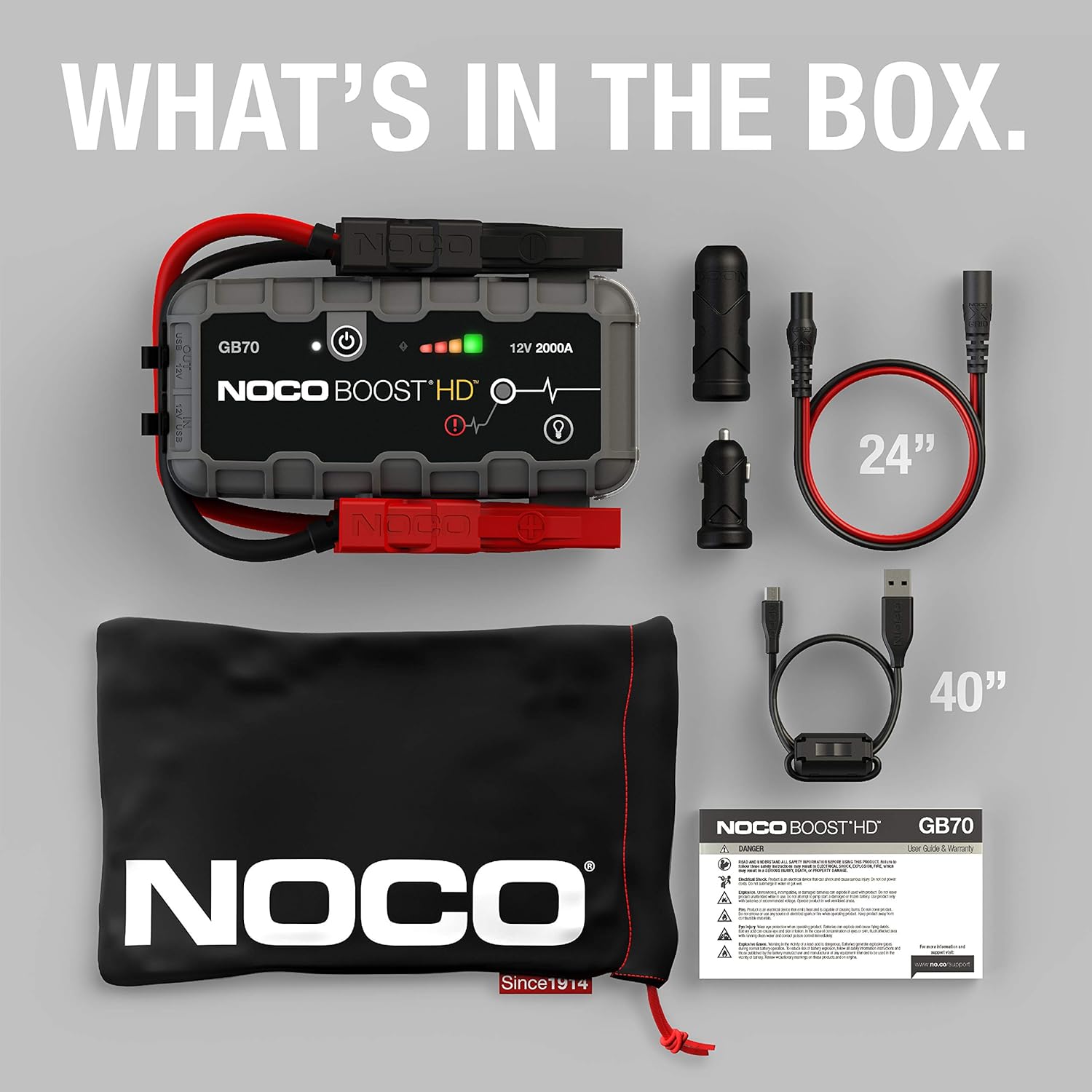 NOCO Boost HD GB70 2000 Amp 12-Volt UltraSafe Lithium Jump Starter Box, Car Battery Booster Pack, Portable Power Bank Charger, and Jumper Cables for Up to 8-Liter Gasoline and 6-Liter Diesel Engines - Image 6