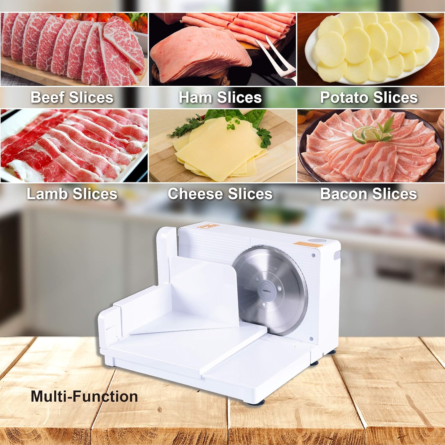 SuperHandy Meat Slicer Electric Food Deli Bread Cheese Portable Collapsible 6.7 inch Stainless Steel RSG Solingen Blade - Image 3